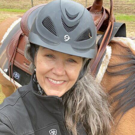 Lisa with Willow riding helmet